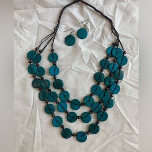 Paparazzi Vintage “Tiki Tango” Blue necklace and earrings set